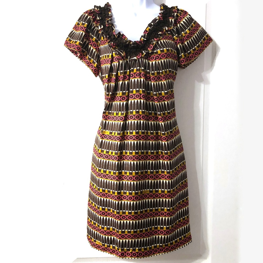 Milly of New York Silk Dress Size 2 Brown Mod